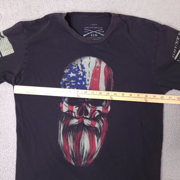 Grunt Style Skull Mens‎ T-Shirt Large American Flag Defend Beard Patriot - Picture 7 of 12